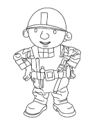 A coloring page of bob the builder